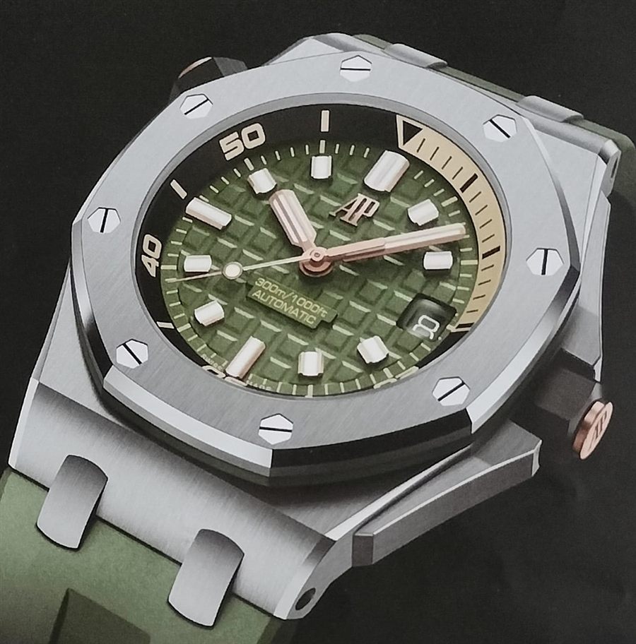 Luxury sport watch on a presentation surface