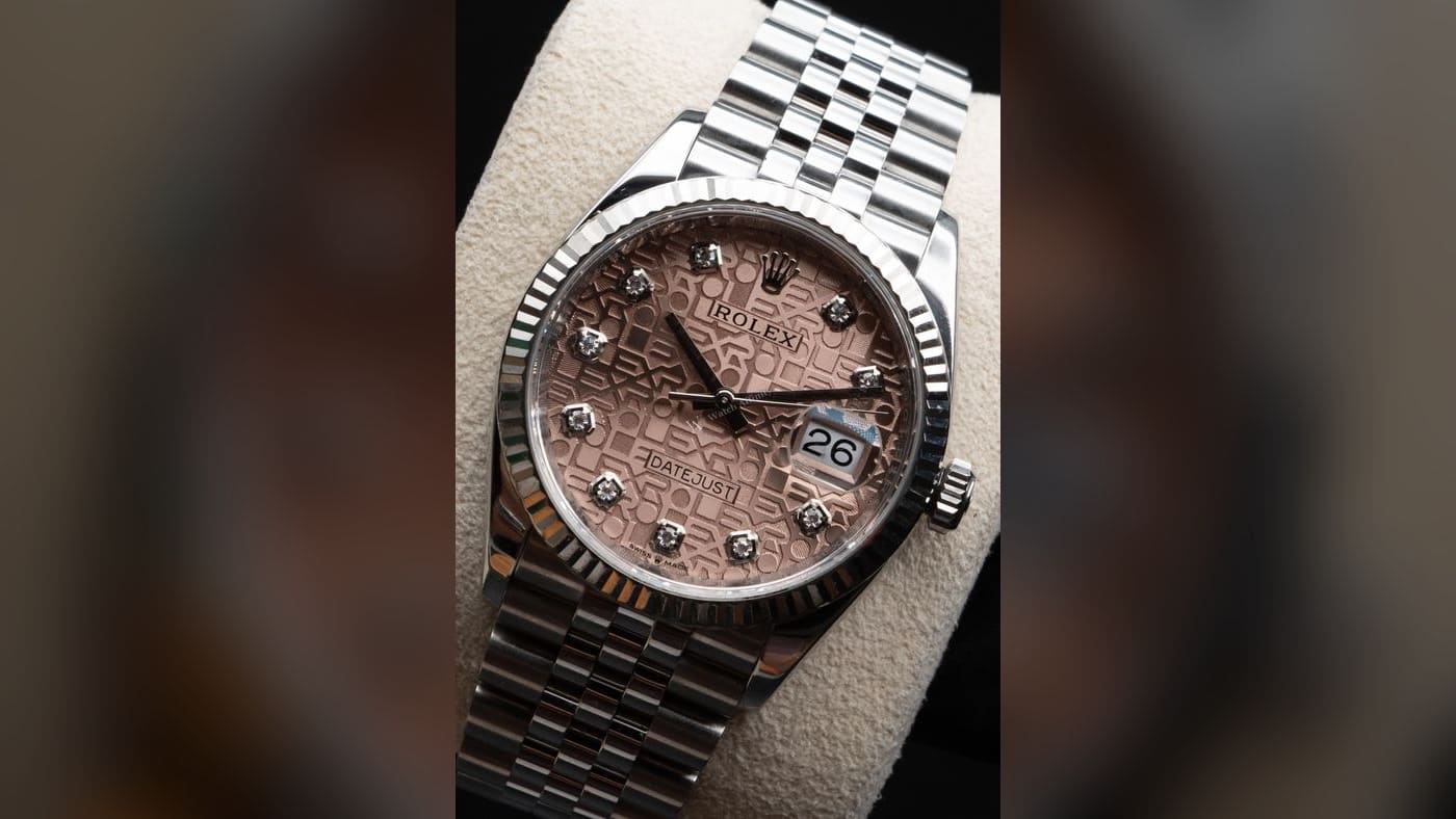 Rolex Datejust 36 126234 White Rolesor, photographed at Watch Affinity in San Antonio