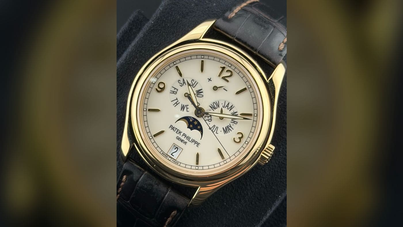 Patek Philippe Complications Annual Calendar Moon Phase 5146J-001, photographed at Watch Affinity in San Antonio