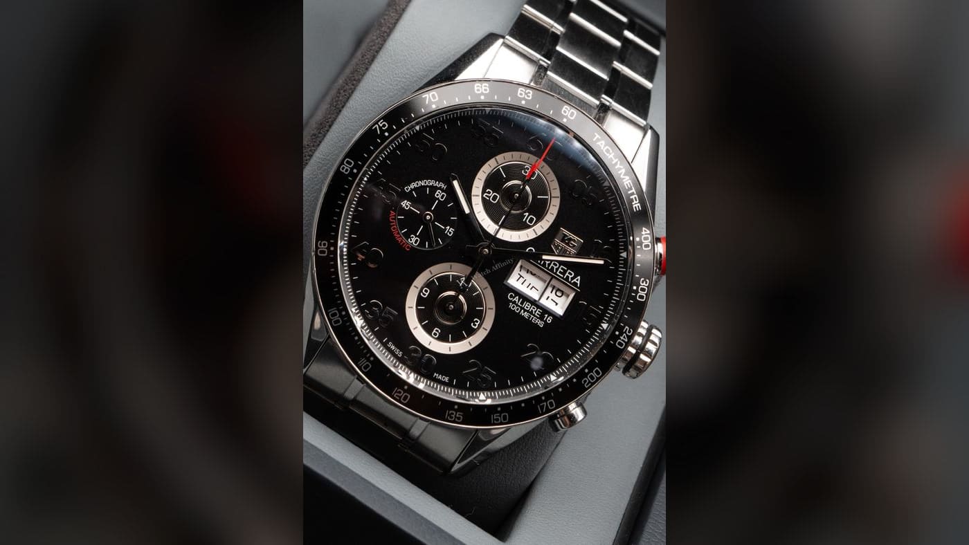 TAG Heuer Carrera Calibre 16 Day-Date Chronograph CV2A10.BA0796, photographed at Watch Affinity in San Antonio