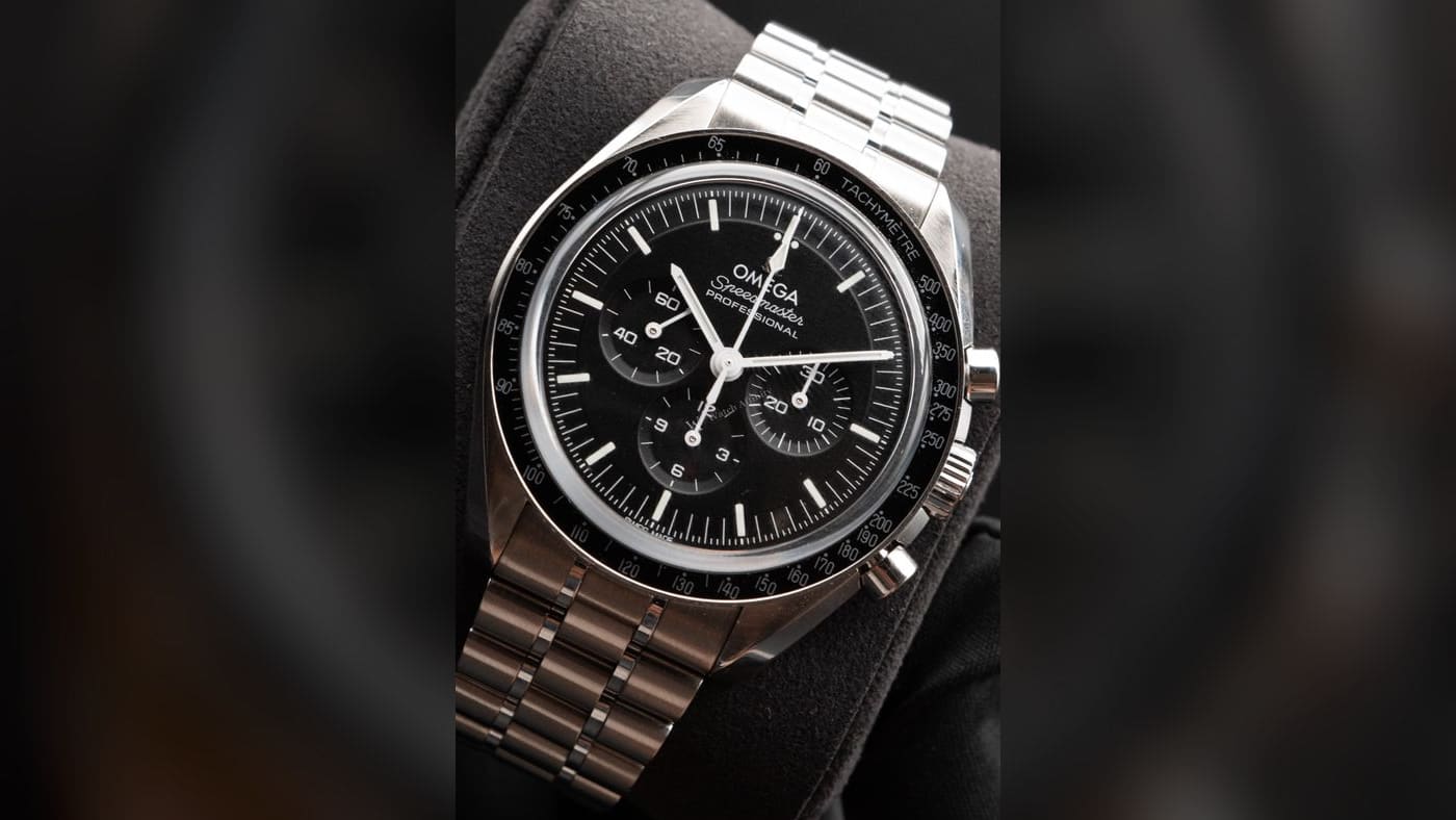 Omega Speedmaster Moonwatch Professional Co-Axial Master Chronometer 310.30.42.50.01.002, photographed at Watch Affinity in San Antonio