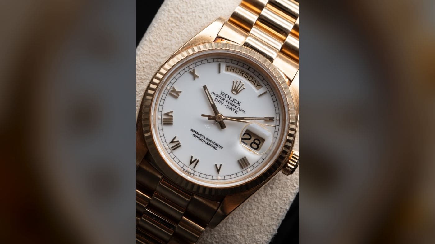 Rolex Day-Date 36 Yellow Gold President 18038, photographed at Watch Affinity in San Antonio