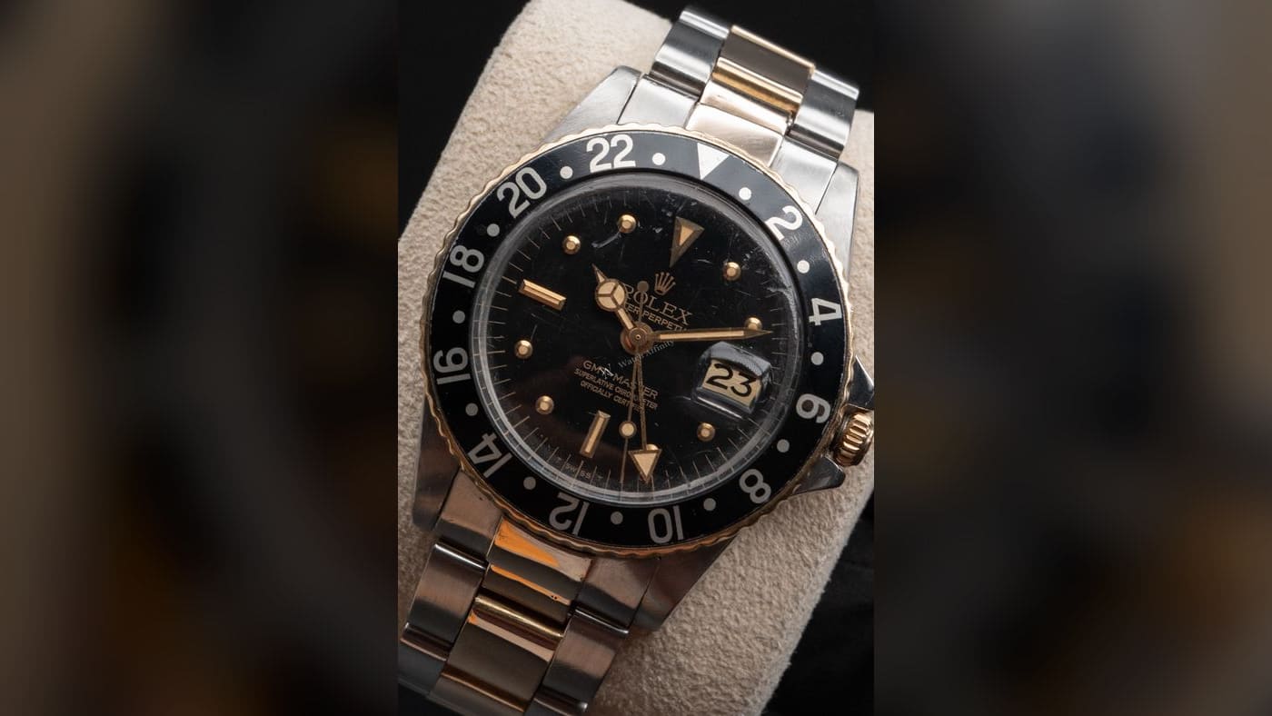 Rolex GMT-Master Two-Tone Steel & Yellow Gold 1675, photographed at Watch Affinity in San Antonio