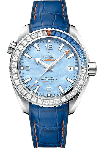 Omega Seamaster Planet Ocean 600M Co-Axial Master Chronometer Limited Edition of 88 Watch - 43.5 mm White Gold Case - Unidirectional Bezel - Blued Mother-Of-Pearl Dial - Blue Leather Strap - 215.58.44.21.07.001