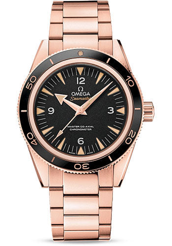 Omega Seamaster 300 Omega Master Co-Axial Watch - 41 mm Brushed And Polished Sedna Gold Case - Unidirectional Sedna Gold Bezel - Black Dial - 233.60.41.21.01.001