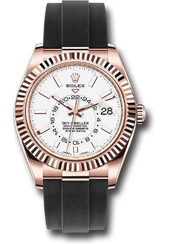 Rolex Everose Gold Sky-Dweller Watch - White Index Dial - Oysterflex Bracelet - 2020 Release - 326235 wi