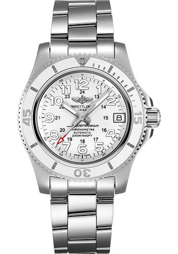 Breitling Superocean II 36 Watch - Steel - Hurricane White Dial - Steel Bracelet - A17312D21A1A1