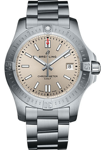 Breitling Chronomat Colt Automatic 41 Watch - Steel Case - Silver Dial - Steel Pilot Bracelet - A17313101G1A1