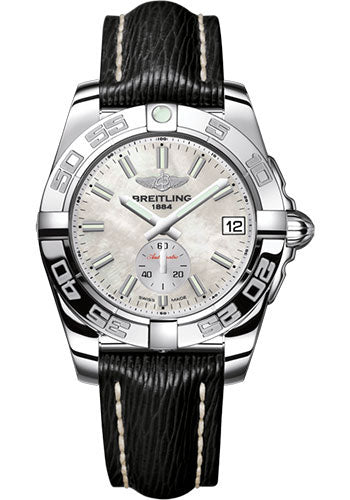 Breitling Galactic 36 Automatic Watch - Steel - Mother-Of-Pearl Dial - Black Sahara Strap - A3733012/A788/213X/A16BA.1