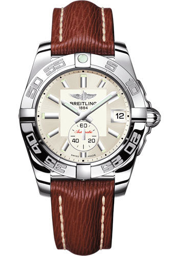 Breitling Galactic 36 Automatic Watch - Steel - Silver Dial - Brown Sahara Strap - Tang Buckle - A3733012/G706/216X/A16BA.1