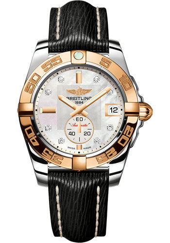 Breitling Galactic 36 Automatic Watch - Steel & rose Gold - Pearl Diamond Dial - Black Sahara Strap - C3733012/A725/213X/A16BA.1