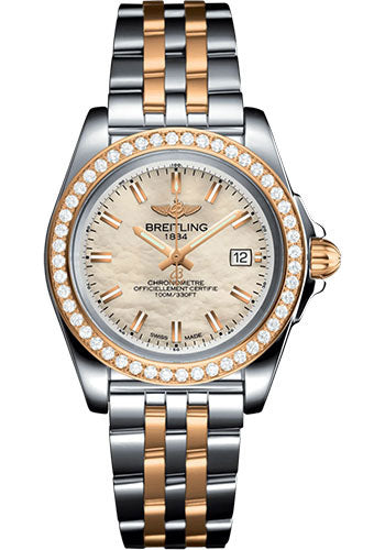 Breitling Galactic 32 Sleek Watch - Steel and 18K Rose Gold - Mother-Of-Pearl Dial - Metal Bracelet - C71330531A1C1
