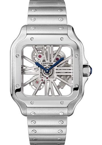 Cartier Santos de Cartier Watch - 39.8 mm Steel Case - Skeleton Dial - WHSA0015