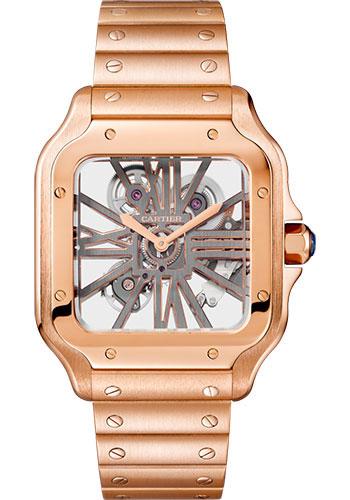 Cartier Santos de Cartier Watch - 39.8 mm Pink Gold Case - Skeleton Dial - WHSA0016