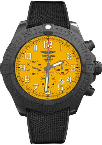 Breitling Avenger Hurricane Watch - 50mm Breitlight Case - Cobra Yellow Dial - Anthracite Black Military Rubber Strap - XB0170E4/I533-military-rubber-anthracite-black-folding